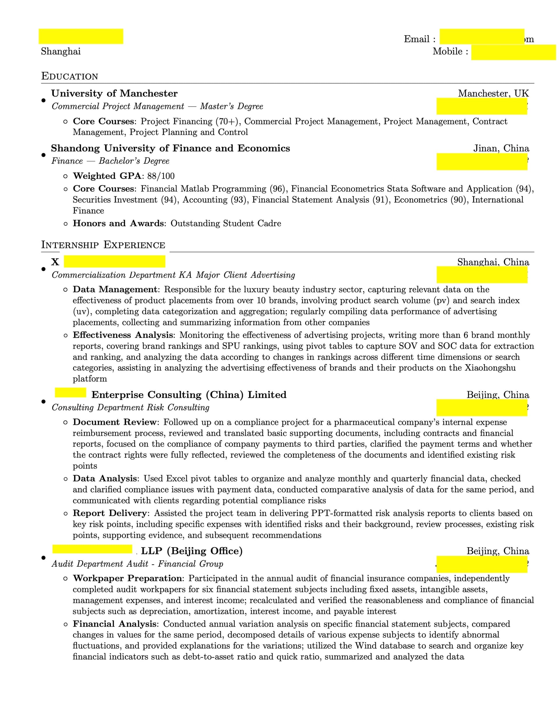 Resume example 1