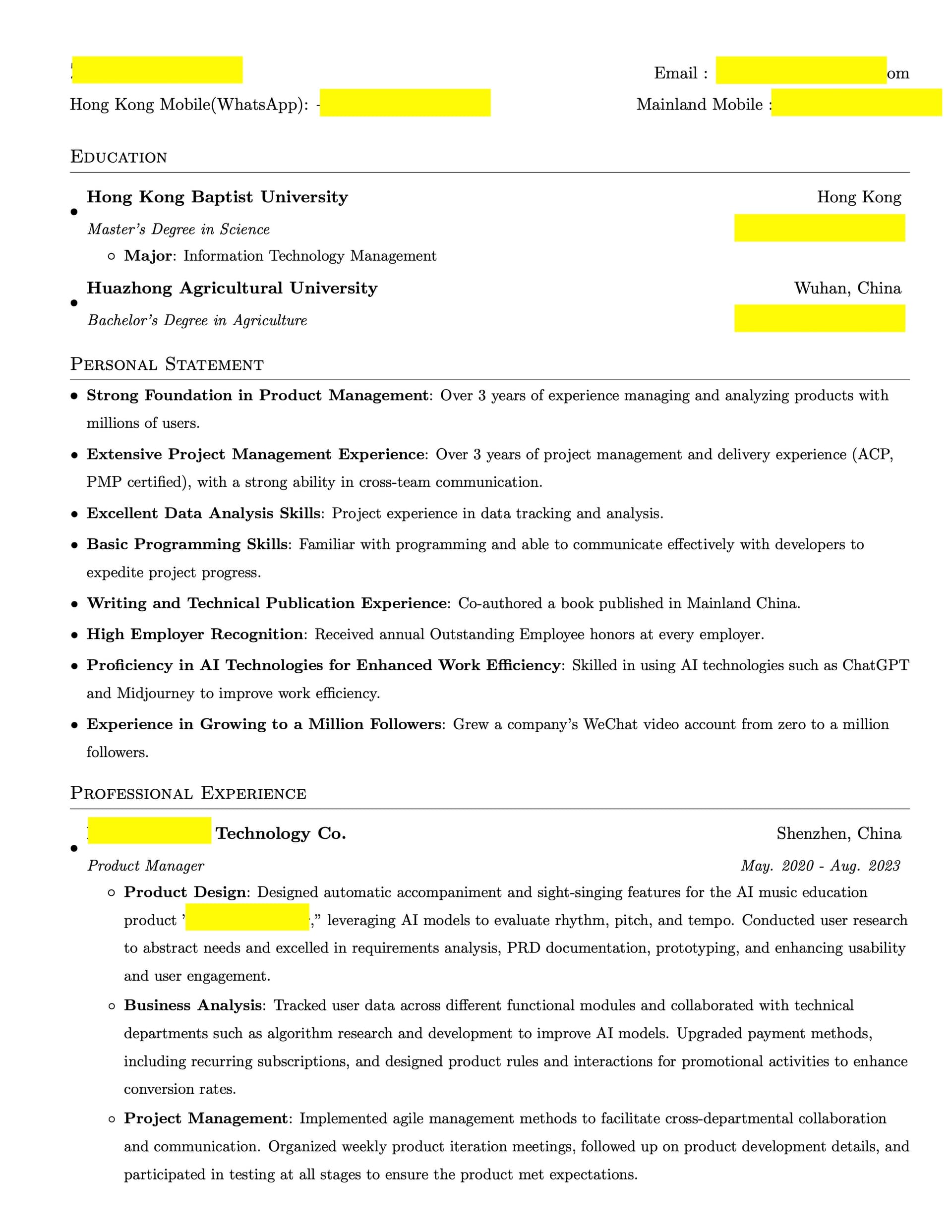 Resume example 2